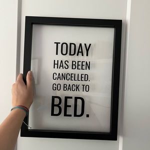 Go back to bed hangable wall sign